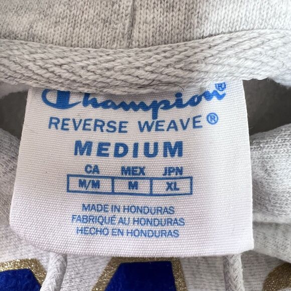 Champion Sweatshirt Size Mens Medium Reverse Weave Hoodie Textured Logo Letters - Picture 9 of 10